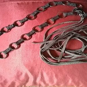 Brown leather rope belt
